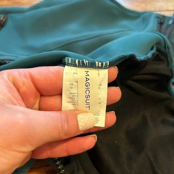 Magicsuit By Miraclesuit Size 10 Scuba Coco One Piece Swimsuit In Palm Teal - Picture 8 of 10